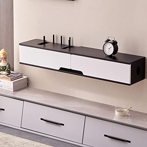 Uvency Wall Mounted Tv Unit White Floating Tv Stand Wall Mounted Set-Top Box Shelf WiFi Router Box/Shelf，Floating Media Shelves for Under Tv,Hidden Cables Wires,Easy to Clean 23.6/31.4/39.3In (Colo