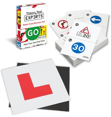Theory Test Experts 128 Road Signs Flash Cards 2025 & L-Plates (Flashcards + L-Plates)