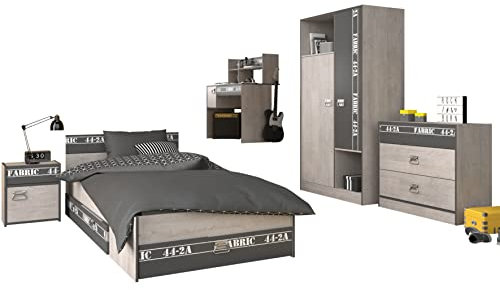 Jugendzimmer Fabric 11 von Parisot 6 teiliges Komplett Set in Esche und Grau