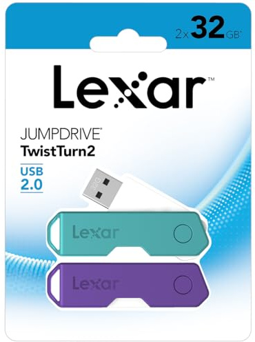 Lexar Pack 2 Clés USB 2.0 Twist Turn 32Go - Bleu et Violet