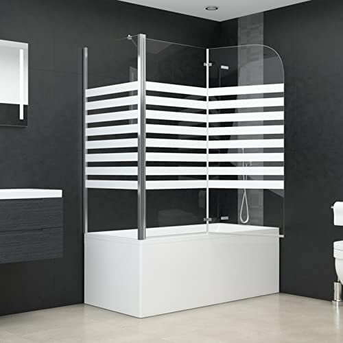 Kavolet 120 x 68 x 130 cm Shower Enclosure Shower Screen for Bathtub, Folding Wall Shower Enclosure Bath Attachment, Tempered Glass