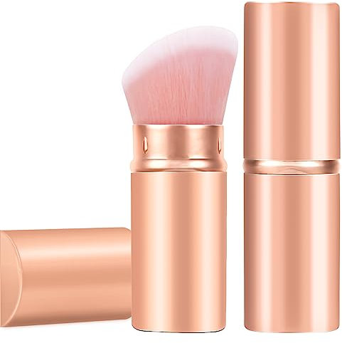 Falliny einziehbarer Make-up-Pinsel, abgewinkelter Kabuki-Puder-Make-up-Pinsel für Reisen mit Rouge, Bronzer, Buffing, Highlighter, makellose Puderkosmetik