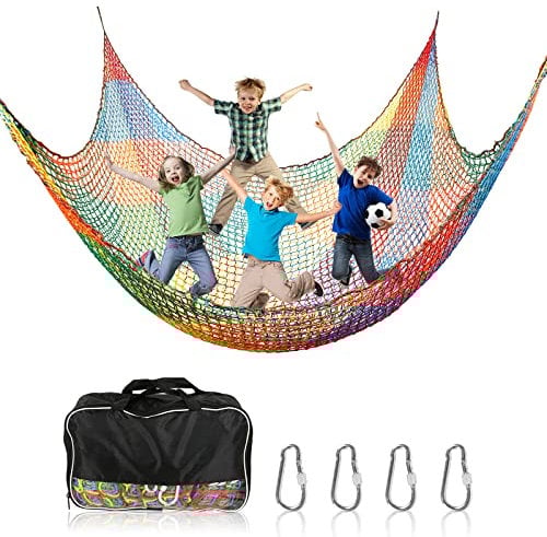Yearninglife Kids Playground Net, Climbing Cargo Net, Double Layers, 3x4.5M, 500Lbs, Multicolored