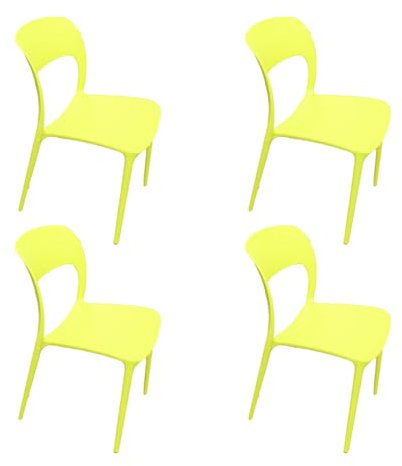 Display Guru Set Of 4 Modern Style indoor outdoor Modern Retro Dining Garden Stackable Chairs (Yellow)