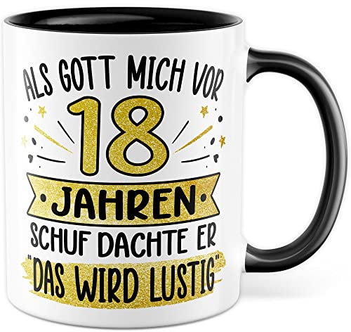 18 Jahre Tasse mit Spruch Geburtstag Geschenkidee Volljährig Kaffeetasse Geschenk für Achtzehnjährigen Kaffeebecher Achtzehn Becher