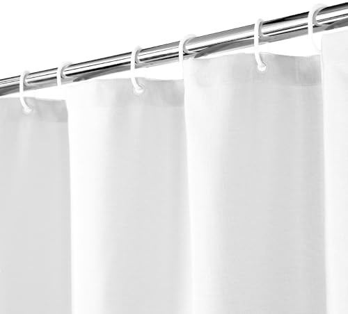 Flachs Leinen wie 240GSM schwerer,breiter Stoff Duschvorhang für Badezimmer mit Haken Hotel Luxus waschbar,Weiß,152x200 cm
