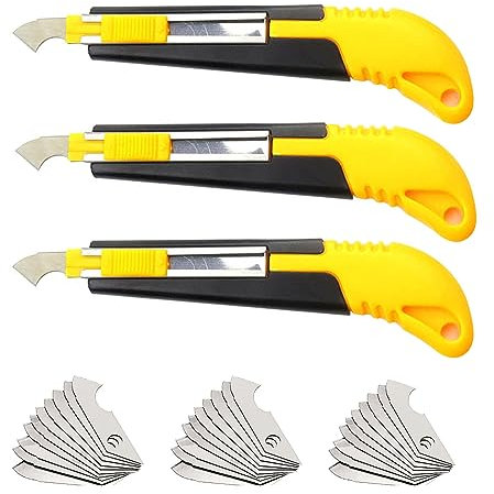 Utility Knife,Acrylic Cutter Pack of 3PCS Snap Off Blade Knives Scriber Tool, with 30 Spare Blades for Plastic Mat Mirror Hook Cutting, Office Home Art Crafts Tool