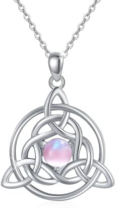 OHAYOO Keltischer Knoten Kette 925 Sterling Silber Katzenaugenstein Anhänger Halskette Katzenaugenstein Keltischer Schmuck für Unisex Damen Mädchen Frauen Geschenke
