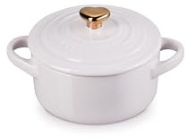 Le Creuset Stoneware Mini Round Cocotte, 8oz., Shallot with Gold Heart Knob