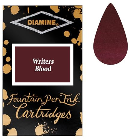 Diamine Writers Blood Fountain Pen Ink cartridges 18 Pack