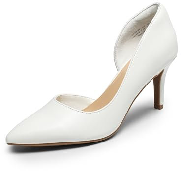 DREAM PAIRS Scarpe Classiche con Tacco a Gatto Décolleté da Donna Scarpe con Tacco a Spillo da Donna,Size 38,Bianco-Pu,SDPU2416W