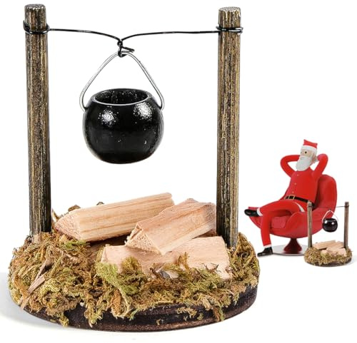 Miniatura accesorios de gnoble Navidad, accesorio de gnoblecito 1/12, accesorios para puerta de gnobleza, mini caldera, chimenea, decoración en miniatura, duende de Navidad, accesorios para fogatas
