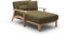 Cavadore Longchair Billan / Freistehende Recamiere im skandinavischen Design mit Bett und massivem Holzgestell in Buche / 109 x 88 x 185 / Mehrfarbiger Strukturstoff, Grün