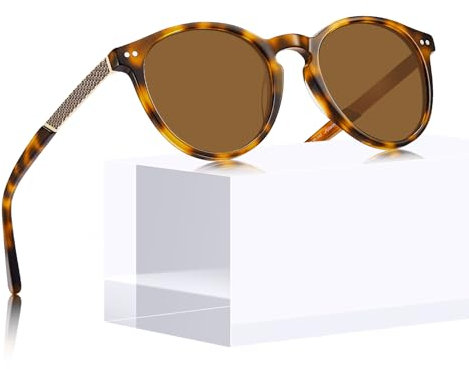 CARFIA Vintage Sonnenbrille Damen, Hochwertige Runde Polarisierte Brille mit 101% UV-Schutz
