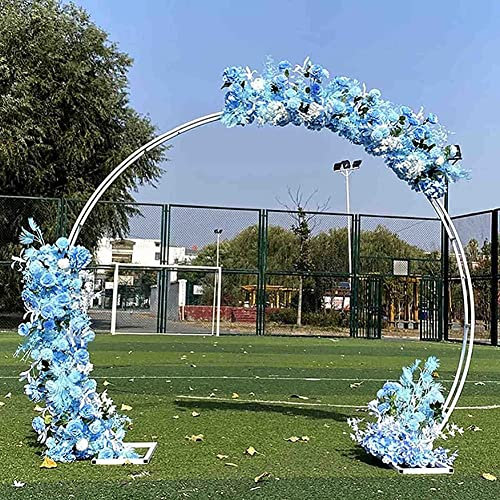 Arche de Porte de Lune en Métal, Arche de Toile de Fond de Mariage Amovible, Arche de Jardin Ronde, Cadre de Ballon pour la Décoration de Fond d'anniversaire de Fête de Cérémonie,Blanc,2.6 * 2m