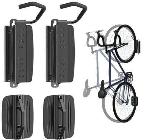 Supporto Parete Bicicletta Verticalmente - Orientabile Gancio Bici Muro per Garage e Interni,Salvaspazio e Facile da Appendere Appendi Bici da Muro,Portata 35kg(2 pz.)