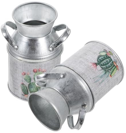 HOLIDYOYO Jarrón De Hierro Rústico con Asas Cubo De Flores Vintage Jarra De Metal para Arreglos Decorativos.