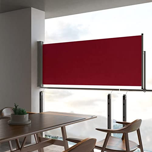 ShCuShan Toldo Lateral retráctil de jardín o terraza Rojo 100x300 cm Suelo Toldo Doble Cara Plegable Protección de la Privacidad Biombo de Jardín Terraza