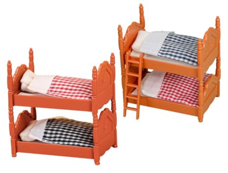 Vaguelly 2 Sets Mini Etagenbett Mini Puppenbett Mini Möbelmodell Mini Verzierung Puppenhaus Möbel Requisiten Mini Bett Puppenhaus Mini Etagenbett Dekor Miniatur