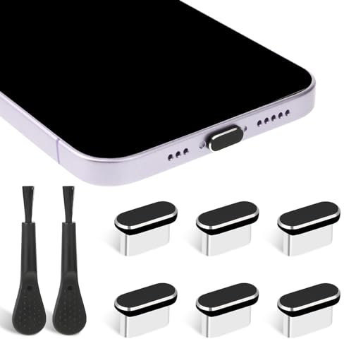 Hariendny 6 Stück USB C Abdeckung Schutz Stöpsel, Staubschutz Staubstecker Type-C Staubschutzhülle Anti Staub Abdeckkappen, Ladeanschluss Port Kappen Schutz, 2 Reinigungsbürste für Mobiltelefone
