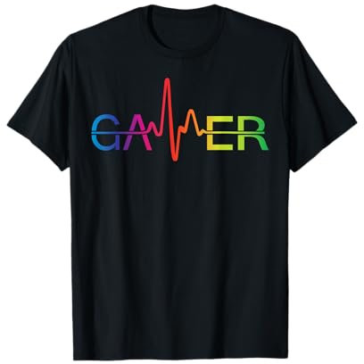 Vintage Gamer Heartbeat Videospiele Gaming Jungen Teens T-Shirt