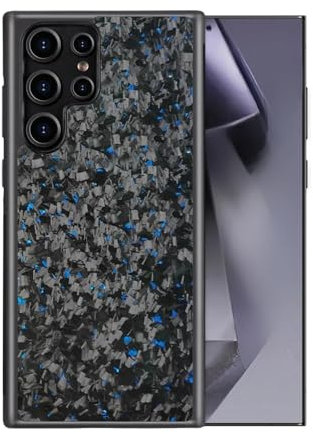 Exawo geschmiedete Carbon Handyhülle Kompatibel mit Samsung Galaxy S20/S21/S22/S23/S24/ FE/Plus/Ultra mit RFID-Schutz, MagSafe, Magcharge, 3-Schutz-Schichten I Slimfit (Blau, S21 FE)