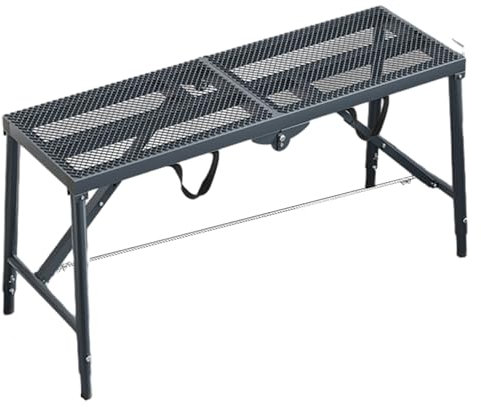 Elitix Arbeitsplattform 4 5 6 Ft Klappgerüstleiter Hebebühne, Anti-Rutsch-Gerüste für Bauarbeiten Im Haushalt Auf Unebenem Boden, Mobile Baubühne Verstellbar(Gray,180x40cm(70 7/8 x15 3/4))