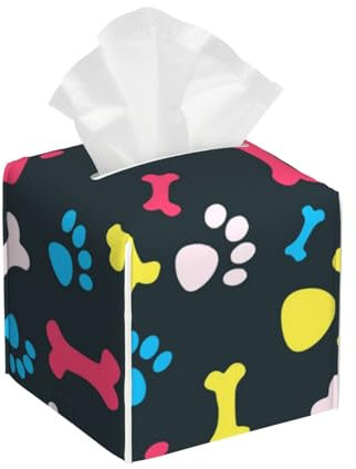 Taschentuchbox-Halter, Hundepfoten, Knochen, quadratisch, für Büro, Badezimmer, Schlafzimmer, Wohnzimmer