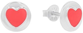 s.Oliver Ohrstecker 925 Sterling Silber Mädchen Kinder Ohrschmuck, 0,8 cm, Rot, Herz, Kommt in Schmuck Geschenk Box, 2038780
