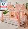 ALAVYA HOME® 3-TLG Hausbett Deko Set mit 2 Stück Betthimmel I 1 Stück Wimpelkette 300cm cm lang für Kinderbett Kinderzimmer I 100% Bio-Musselin Baumwolle I GOTS-Zertifiziert I 125 x 350 cm I Hellrosa