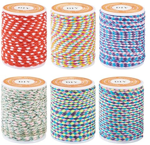 Sparkeads Cordoncino in cotone intrecciato colorato da 1,5 mm, 25,8 m, filo per macramè, 4 strati, per collane, arazzi da parete, lavori a maglia, grucce per piante, bracciali, gioielli e decorazioni