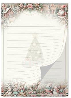 Buntes Briefpapier Schreibblock Briefbögen Notizblock mit Linien Weihnachten Winter Weihnachtsstiefel Wichtelgeschenk für Kinder Jungen Mädchen Schule (1 Block A5 mit 25 Blättern)