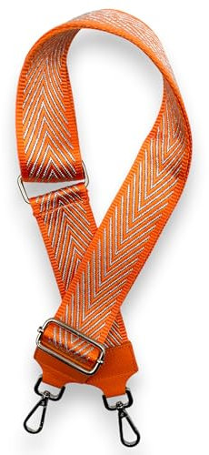 Ziona Taschengurt zum Wechseln Schultergurt für Taschen Schulterriemen für Umhängetasche verstellbarer Taschenriemen Silber Verschluss Made Italy (Orange#1)