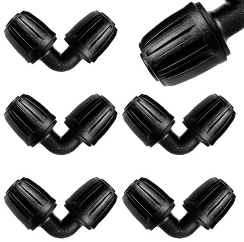 VooGenzek 5 Pezzi 20mm Connettori per Tubi Flessibili, Connettori per Irrigazione a Goccia in Plastica, Raccordi per Irrigazione a Goccia, per Sistema di Irrigazione, Gomiti