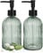 2 Pcs Glass Soap Dispenser with Pump, 13.5 Oz/400 ml Clear Liquid Dispenser, BPA Free Refillable Green Bottle Non-slip for Shampoo, Shower Gel in Bathroom, Countertop, Kitchen, Laundry Room, Hotel