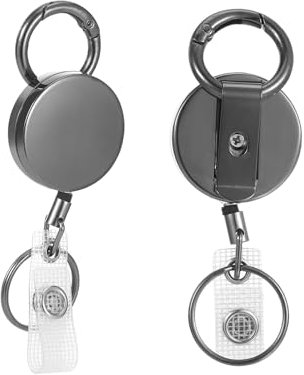 Yylaiire SchlüSselanhäNger Ausziehbar,Hochleistungs Metall SchlüSselband Ausziehbar,mit Edelstahl-Federspule,65m Nylonseil GüRtelclip und Schlüsselring,für Kartenhalter Schlüsselkarten Schlüssel