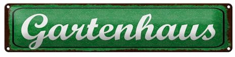 Femer Blechschild Hinweis 46x10 cm Gartenhaus grünes Schild