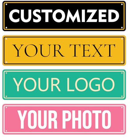 Custom Signs Outdoor Metal Sign - 16x4 Inch Personalized Aluminum Rust-Proof Entrance Signs, Street Signs, Hazard Signs, Intersection Signs, Parking Signs, Decorative Signs