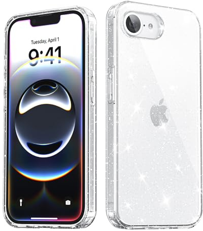 ULAK for iPhone 17e/16e Case Clear Glitter, Sparkle | Transparent Anti Yellowing Women Girls Bling Sparkle Shockproof Protective Phone Cover for iPhone 16E/17E 6.1 inch