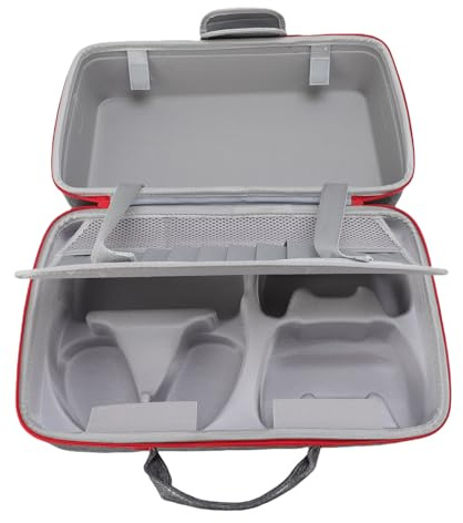 YUEHISY Hard Shell Carrying Case for PS, Two Tiers Portable Game Console Travel Case with Adjustable Shoulder Strap, Large Capacity, for Controller Vertical Base (Grey)