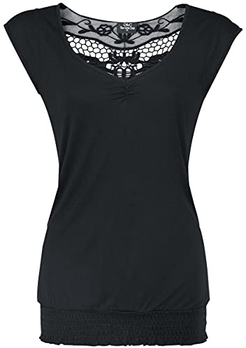 Gothicana by EMP Damen schwarzes T-Shirt mit Spitze im Rückenbereich
