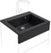 QLS Fregadero de granito, estilo rústico, 79 x 61 cm, color negro metalizado, de granito, 1 lavabo, con delantal, para armario bajo de 80 cm, fregadero de cocina de calidad UE con sifón
