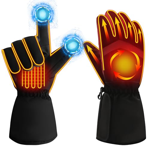 Accum USB Rechargeable Heated Gloves for Men and Women, Battery Operated Cotton Gloves, Wind and Waterproof, Heated, Warm, Skiing, Ice Fishing and Outdoor Activities