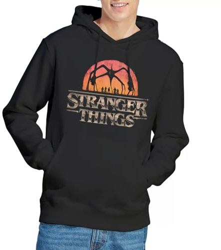 Stranger Things Unisex Stranger Things Sunset Logo Unisex Hoodie, Black Hooded Sweatshirt (1er Pack)