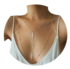 MIYUEFAN Körperketten für Frauen, Bauchkette Gold Taille Kette Body Chain | Sexy Bauch Taille Kette Bikini BH Kette Strass Brustkette Sommer Strand Nachtclub Körper Zubehör Schmuck für Damen Mädchen