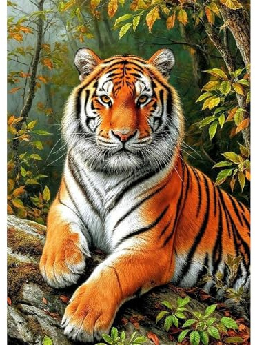 GHHKUD Tiger Diamond Painting Set für Erwachsene, 5D Tiere Diamant Painting Bilder für Erwachsene Anfänger, DIY Full Drill Diamond Art Diamant Malerei Bilder für Wanddekoration 30x40 CM