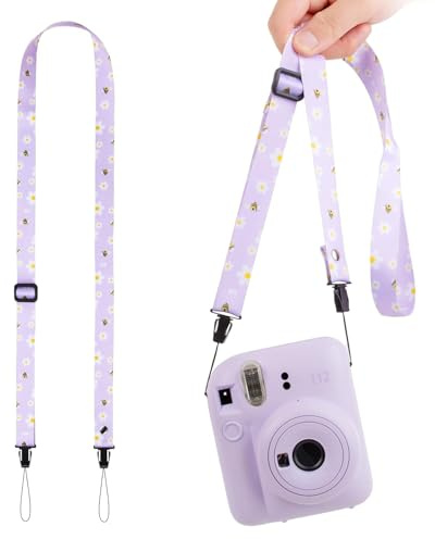 RVYEIOP Sangle Appareil Photo en Nylon Violet Motif Soleil - Bandoulière Réglable 120cm pour 11, Appareils Photo Hybrides et Compacts - Dragonne Confortable et Résistante