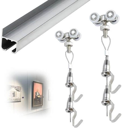 Bildaufhängeschiene Verstellbares Foto-Aufhängesystem, Robustes Slide-Art-Foto-Schienensystem, Bilder-Aufhängeset Für Kunstgalerien Für Kunstausstellungen(L 300 cm)