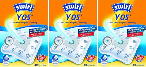 12 Original SWIRL Y05 Staubsaugerbeutel für Dirt Devil M 7011-3 Skuppy