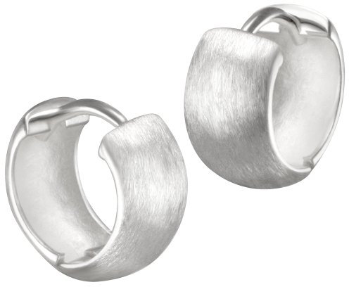 Vinani Damen Ohrringe 925 Silber - Klapp-Creolen gebürstet abgerundet - aus 925 Sterling Silber für Frauen - CARG